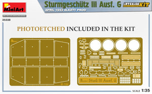 Mini Art 35338 Sturmgeschutz III Ausf. G APRIL 1943 ALKETT PROD. INTERIOR KIT 1/35 – imagen 5