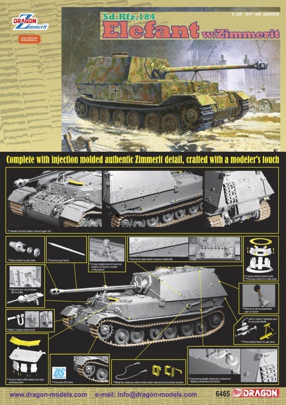 Dragon 6465 Sd.Kfz.184 Elefant w/Zimmerit 1/35 – zdjęcie 2