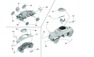 First to Fight PL047 Niemiecki Lekki Samochód Pancerny Sd.Kfz.222 1/72 – immagine 2