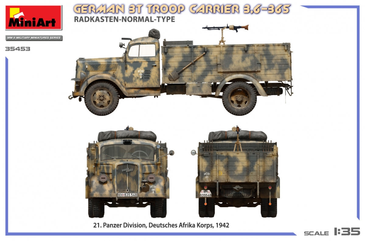 Miniart 35453 Transport de troupes allemand de 3 tonnes 3.6-36S Radkasten-Normal-Type 1/35 – image 4