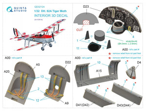 Quinta Studio QD32124 DH 82A Tiger Moth 3D-Printed &amp;amp; coloured Interior on decal paper (ICM) 1/32 – immagine 5