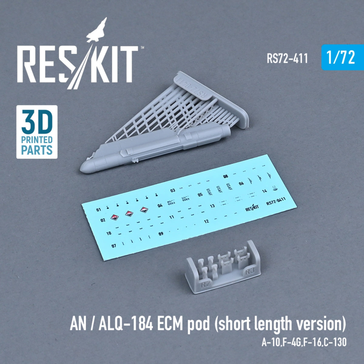 RESKIT RS72-0411 AN / ALQ-184 ECM POD (SHORT LENGTH VERSION) (3D PRINTED) 1/72 – Bild 2