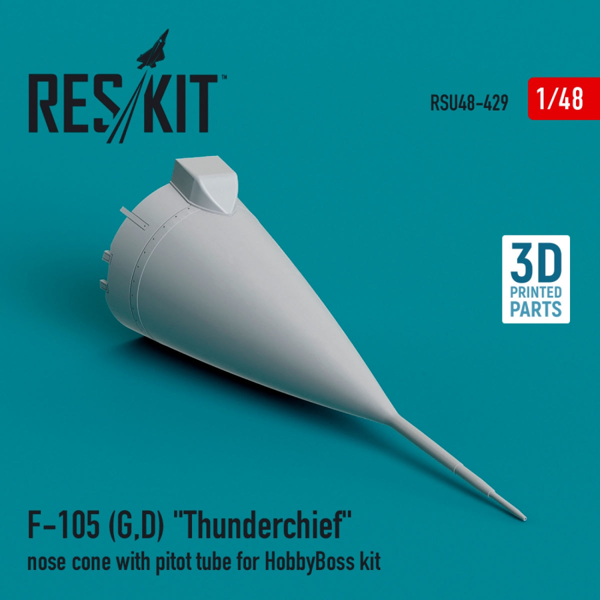 RESKIT RSU48-0429 F-105 (G,D) "Thunderchief" nose cone with pitot tube for HobbyBoss kit (3D Printed) 1/48