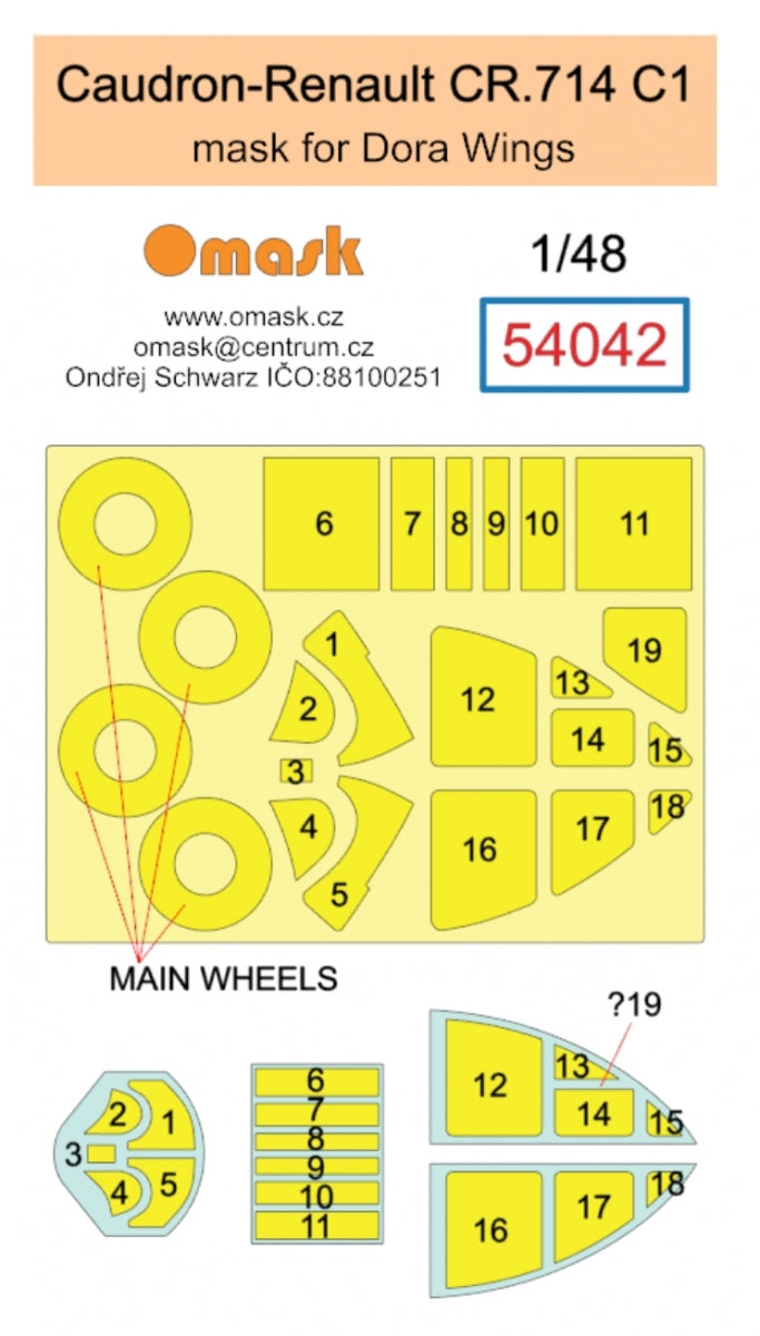 Omask 54042 Caudron-Renault CR.714 mask C1 (for Dora Wings) 1/48 – image 2