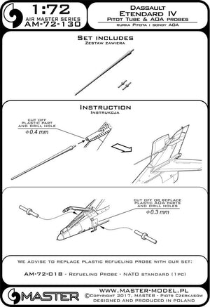 Master AM-72-130 Dessault Etendard IV Pitot tube &amp;amp; AOA Probes 1/72 – immagine 3