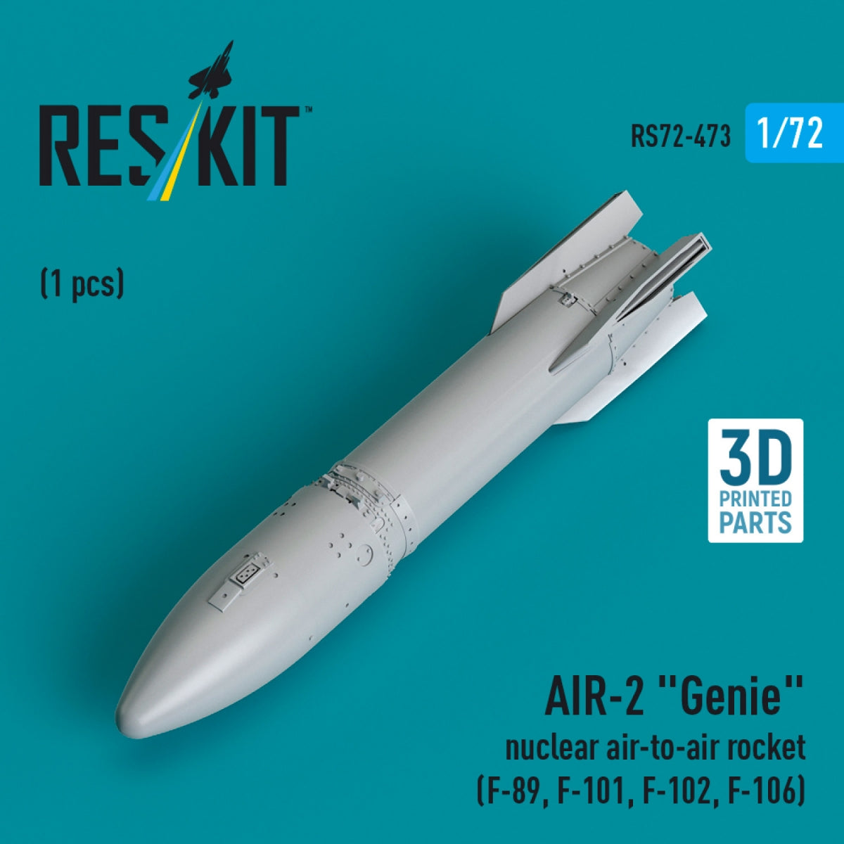 RESKIT RS72-0473 AIR-2 &amp;quot;Genie&amp;quot; nuclear air-to-air rocket (1 pcs) (3D Printed) 1/72