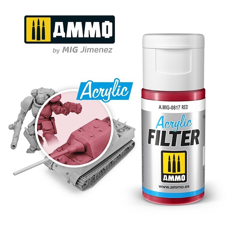 Filtre acrylique rouge Ammo of Mig 0817 15 ml
