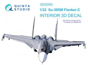 Quinta Studio QD32095 Su-30SM 3D-Printed &amp;amp; coloured Interior on decal paper (conversion for Trumpeter Su-30MKK ) 1/32