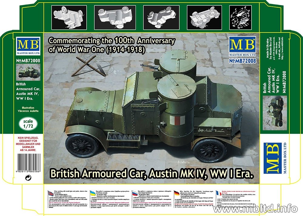 MASTER BOX 72008 British Armoured Car Austin MK IV WW I Era 1/72