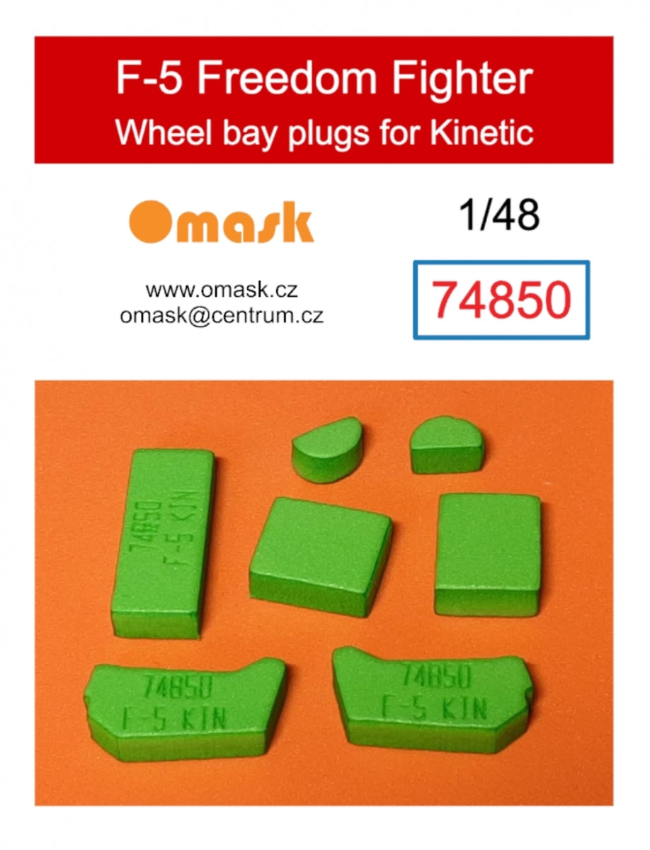 Bouchons de puits de train d'atterrissage Omask 74850 pour F-5 Freedom Fighter (pour Kinetic K48020, K48021, K48109, K48110, K48117, K48123, K48137) 1/48
