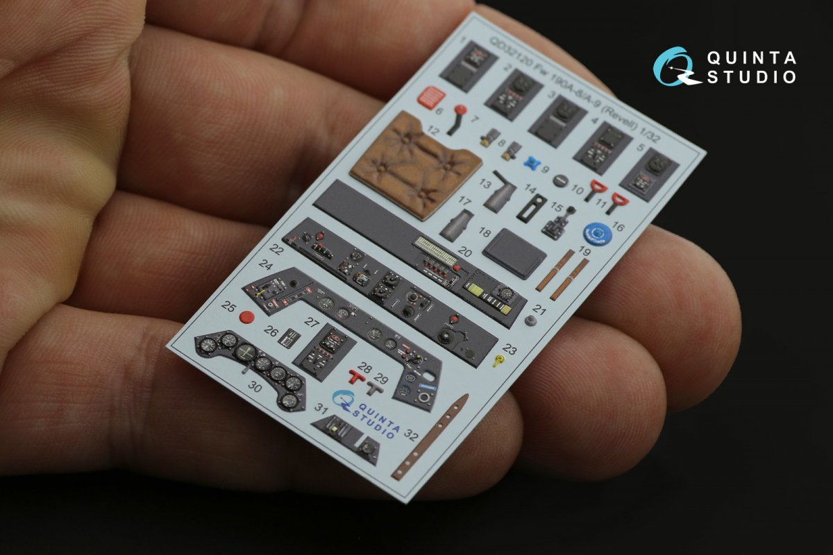 Intérieur imprimé en 3D et coloré sur papier décalcomanie Quinta Studio QD32120 Fw 190 A-8/A-9 (Revel) à l&amp;#39;échelle 1/32  – image 8