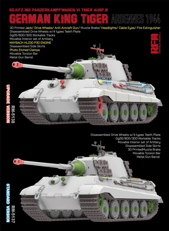 Rye Field Model 5138 German King Tiger Pz.Kpfw. VI Ausf. B Ardennes 1944 Upgrade Version 1/35 – imagen 3