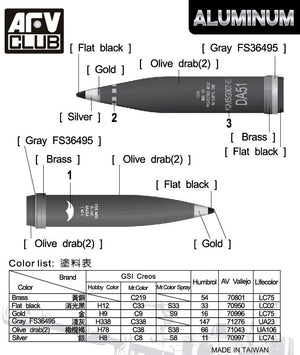 AFV Club AG35055 Aluminum 155mm Artillery Shell M1122 &amp;amp; M454 1/35 – Bild 2