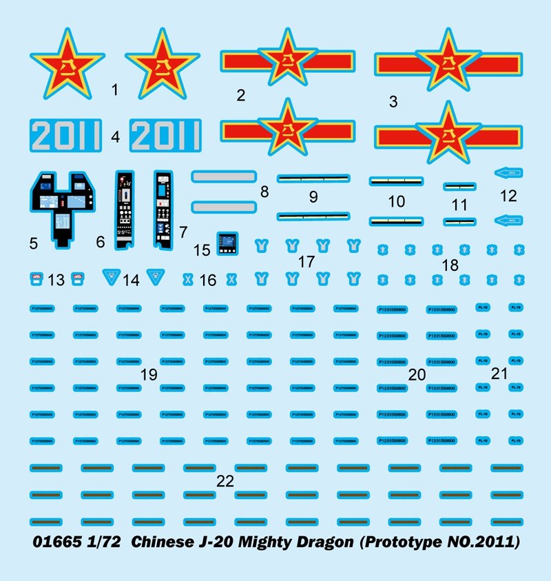 Trumpeter 01665 Chinese J-20 Mighty Dragon 1/72 – immagine 10