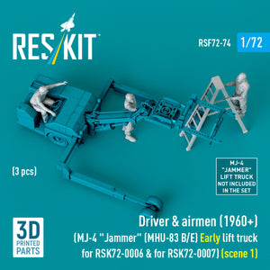 RESKIT RSF72-0074 Conducteur et aviateurs (1960+) (3 pièces) (MJ-4 « Jammer » (MHU-83 B/E) Chariot élévateur ancien pour RSK72-0006 et RSK72-0007) (scène 1) (Impression 3D) 1/72