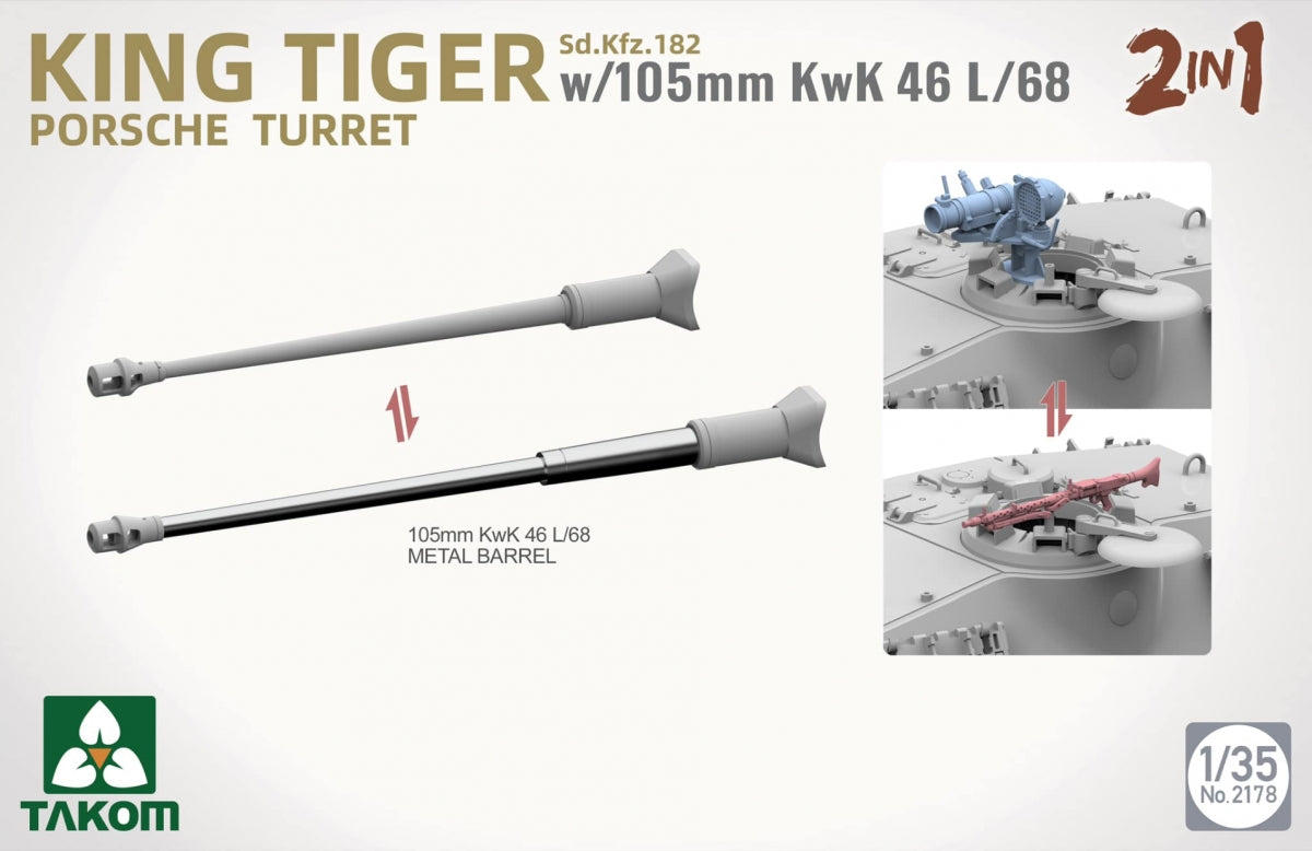 Takom 2178 Sd.Kfz.182 King Tiger Porsche Turret With 105mm KwK 46L/68 - 2 In 1 1/35 – Bild 4