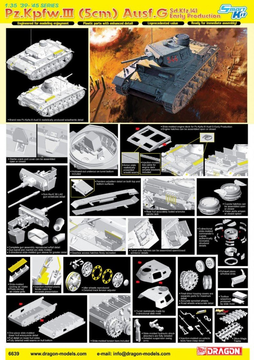 Dragon 6639 Pz.Kpfw.III (5cm) Ausf.G, Sd.Kfz.141, Early Production 1/35 – Bild 4