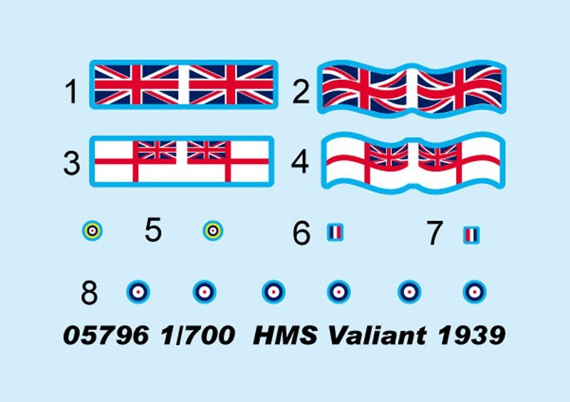 Trumpeter 05796 HMS Valiant (1939 version) 1/700 – imagen 8