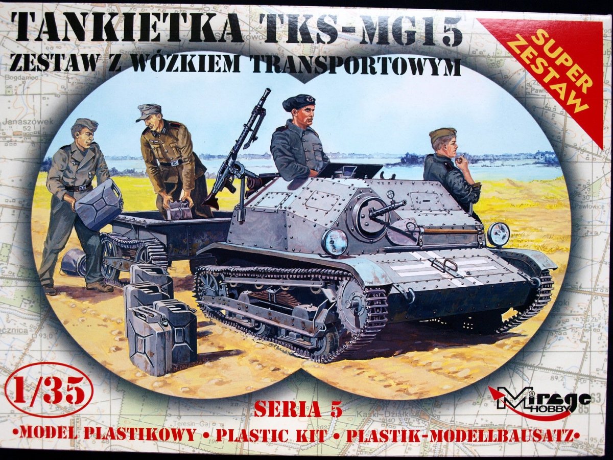 Kit de char d'assaut Mirage Hobby 355015 TKS-MG15 avec chariot de ravitaillement, échelle 1/35 