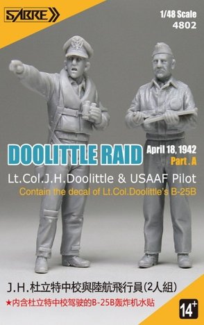 Saber 4802 Lt Col JHDoolittle and USAAF pilot and decal for his B-25B 1/48