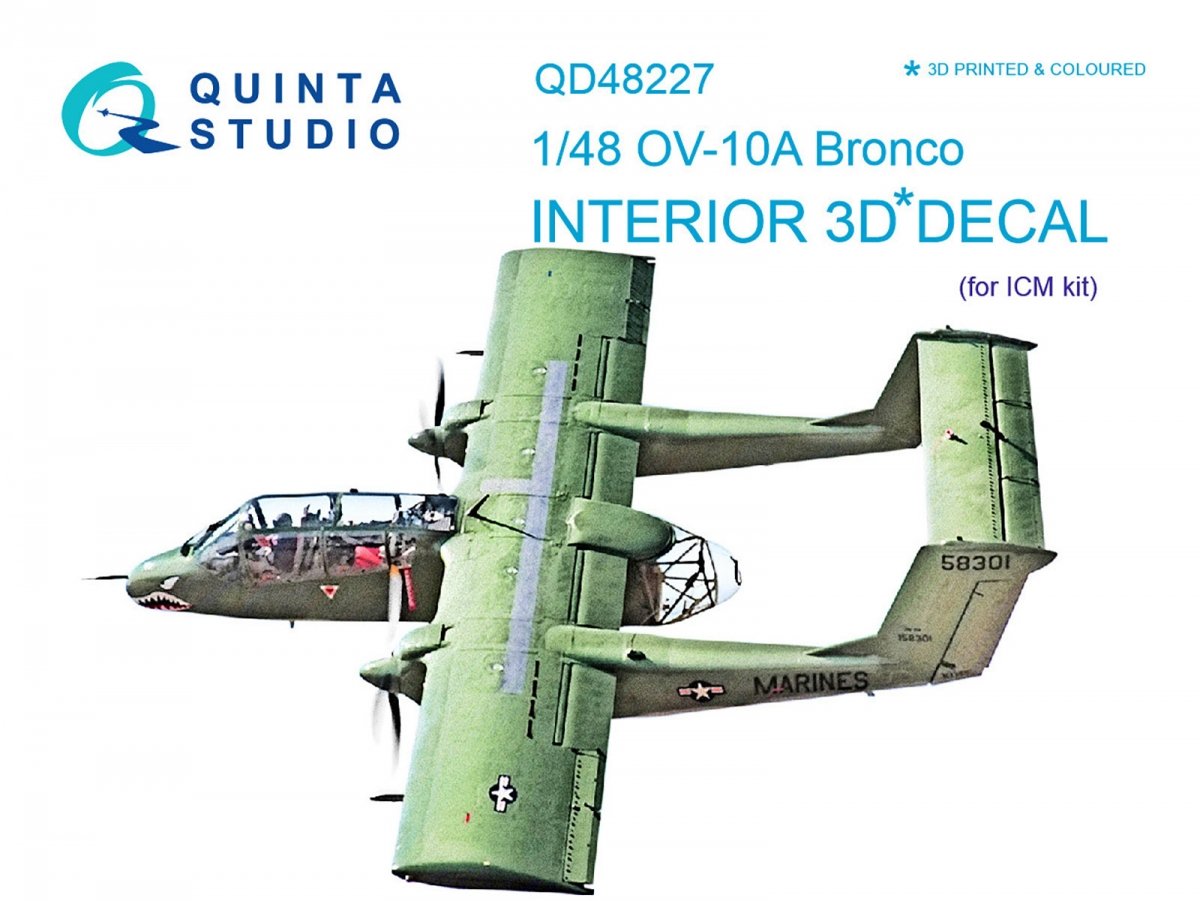 Quinta Studio QD48227 OV-10A Bronco 3D-Printed &amp;amp; coloured Interior on decal paper (for ICM kit) 1/48