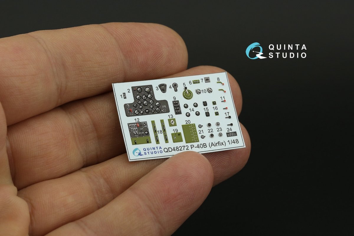 Quinta Studio QD48272 P-40B 3D-Printed &amp;amp; coloured Interior on decal paper (Airfix) 1/48 – immagine 2