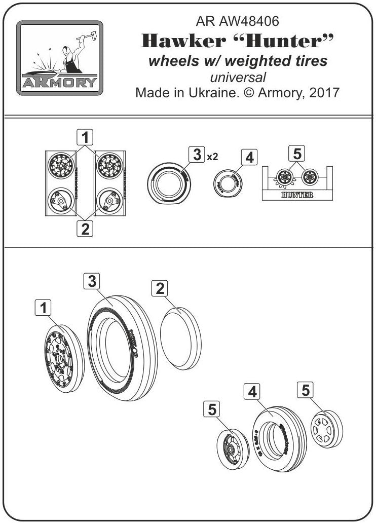 Armory Models AW48406 Hawker Hunter wheels w/ weighted tyres 1/48 – immagine 7