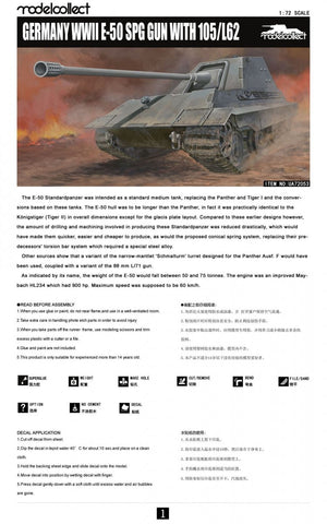 Modelcollect UA72053 Germany WWII E-50 SPG GUN with 105/L62 1/72 – Bild 2