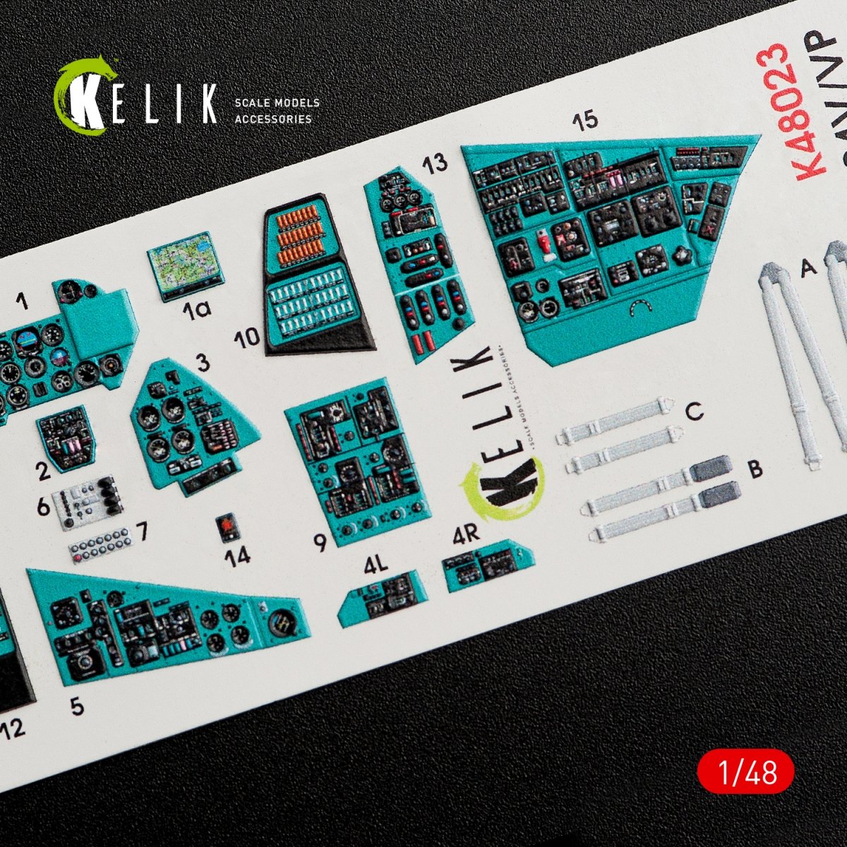 KELIK K48023 MI-24V AUTOCOLLANTS 3D INTÉRIEURS POUR KIT ZVEZDA 1/48 – image 2