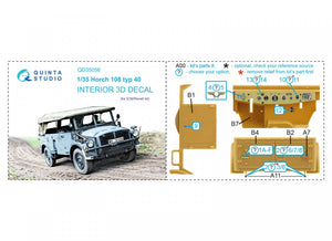 Quinta Studio QD35056 Horch 108 typ 40 3D-Printed &amp;amp; coloured Interior on decal paper ( ICM ) 1/35 – immagine 2