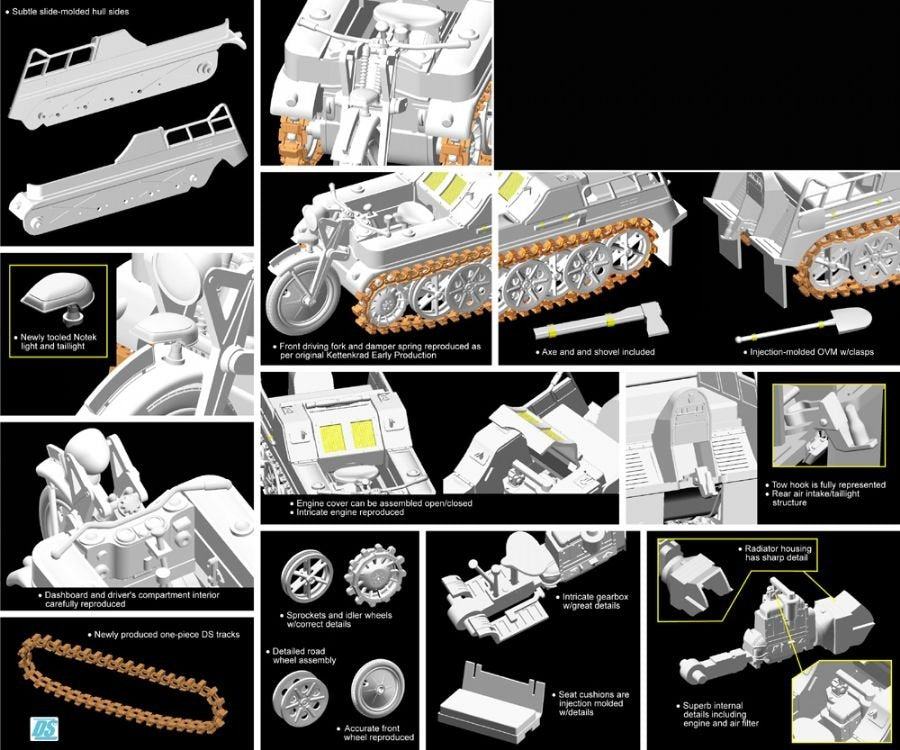 Dragon 6341 Sd.Kfz.2 Kettenkrad Early Production w/Infanteriekarren 1/35 – Bild 2