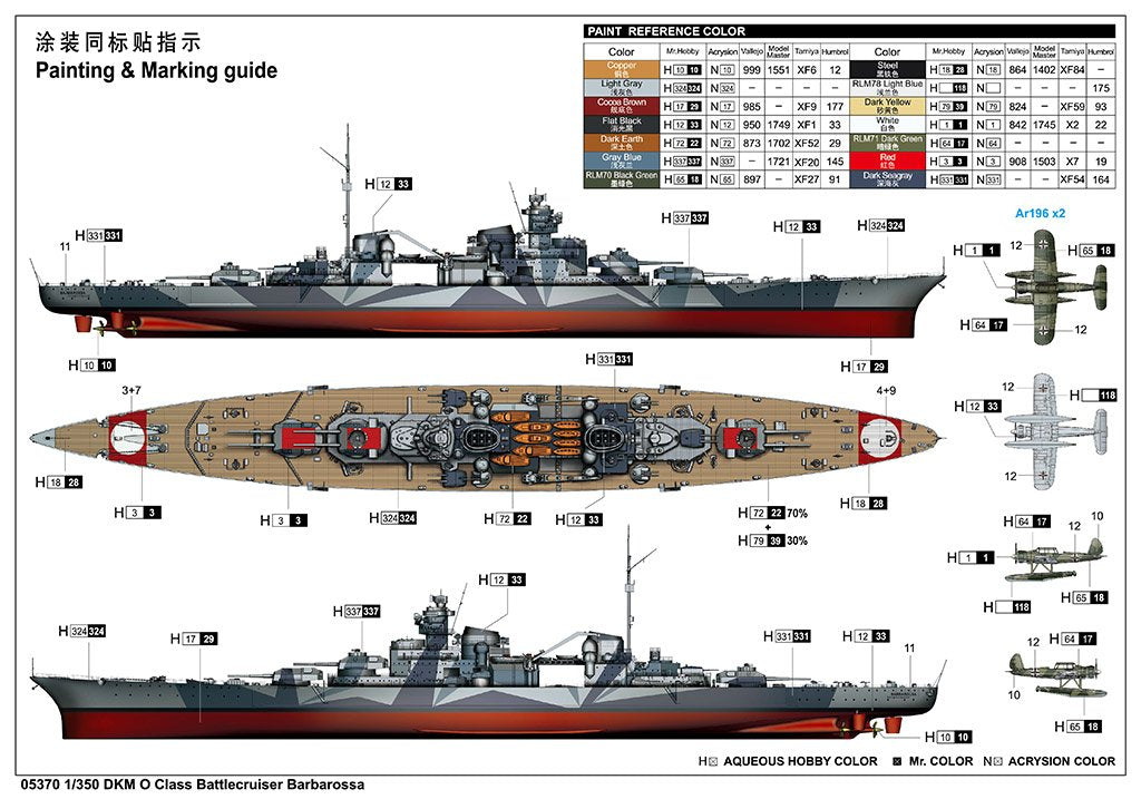 Trumpeter 05370 DKM O Class Battlecruiser Barbarossa 1/350 – zdjęcie 3