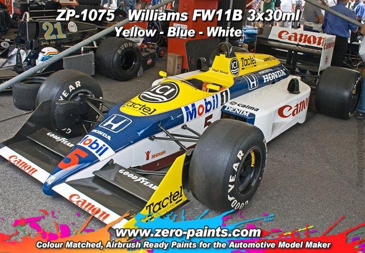 Zero Paints ZP-1075 Williams FW11B Blue/Yellow Paint Set 3x30ml – image 2
