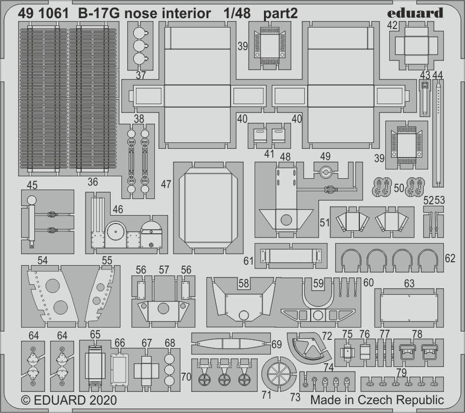 Eduard 491061 B-17G nose interior 1/48 HK MODELS – immagine 2