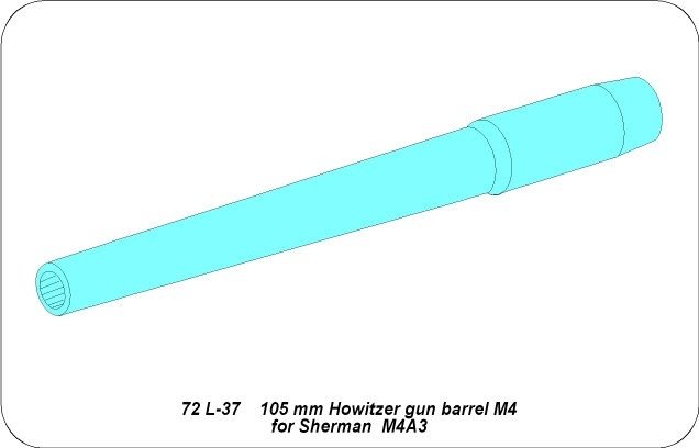Aber 72L-37 Lufa 105mm haubica M4 do czołgu Sherman M4A3 / U.S. 105mm Howitzer M4 tank Barrel for M4A3 1/72 – Bild 6