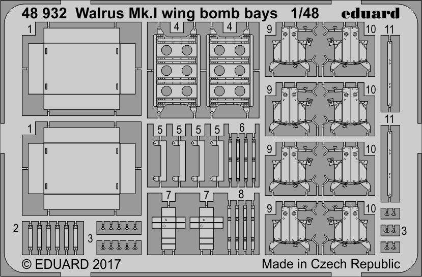 Baies à bombes d&amp;#39;aile Eduard 48932 Walrus Mk. I AIRFIX 1/48