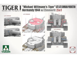 Takom 2201 Tiger I Late Production w/zimmerit Normandy 1944 Sd.Kfz. 181 Pz.Kpfw. VI Ausf. E &amp;quot;Michael Wittmann&amp;#39;s Tiger&amp;quot;(Late/Late Command) 1/35 – zdjęcie 5