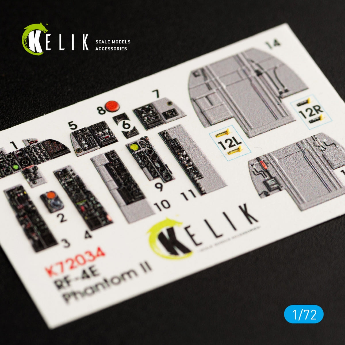 KELIK K72034 RF-4E &amp;quot;PHANTOM II&amp;quot; INTERIOR 3D DECALS FOR HASEGAWA KIT 1/72