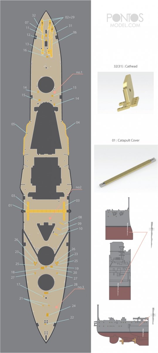 Pontos 35027WD1 HMS Warspite Wooden Deck set 1943 1/350 – Bild 5