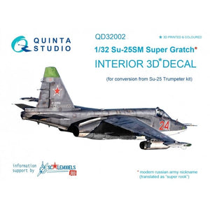 Quinta Studio QD32002 Su-25SM 3D-Printed &amp;amp; coloured Interior on decal paper (for Trumpeter kit) 1/32