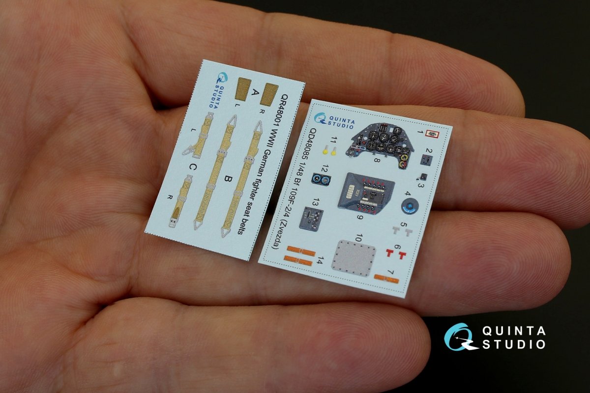 Quinta Studio QD48085 Bf 109F-2/F-4 3D-Printed &amp;amp; colored Interior on decal paper (for Zvezda kit) 1/48 – image 2
