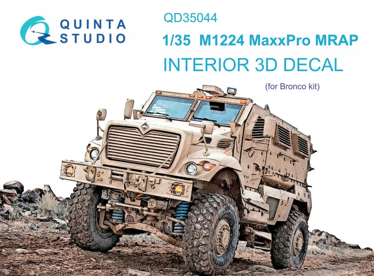 Quinta Studio QD35044 M1224 MaxxPro MRAP 3D-Printed &amp;amp; colored Interior on decal paper (Bronco) 1/35