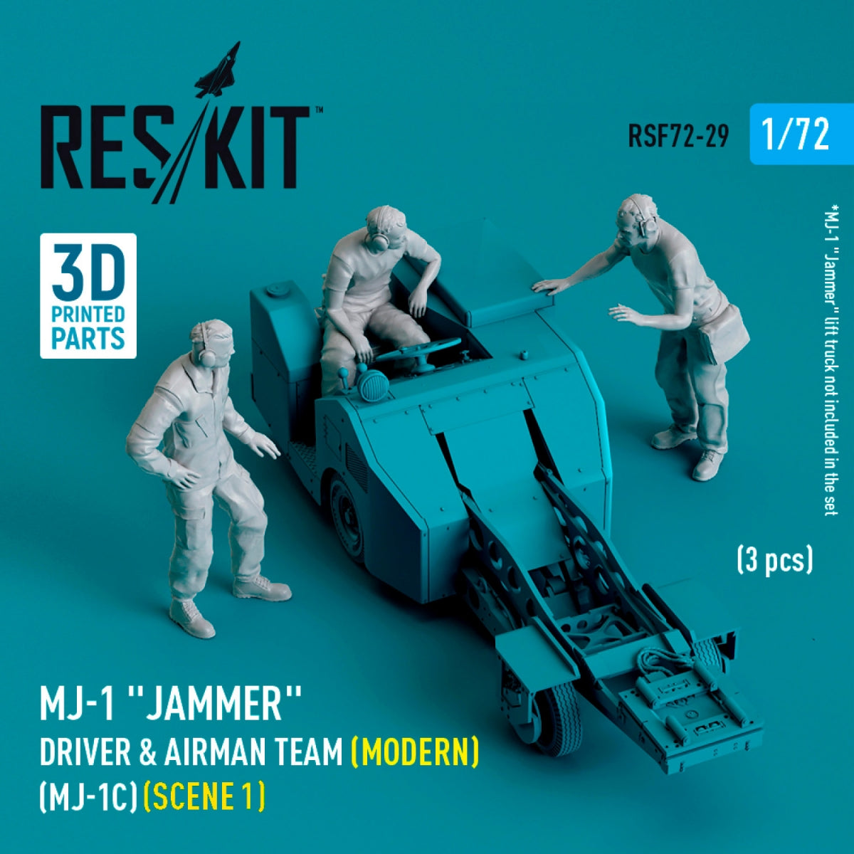 RESKIT RSF72-0029 MJ-1 "Jammer" Driver & airman team (Modern) (MJ-1C) (scene 1) (3 pcs) (3D Printed) 1/72