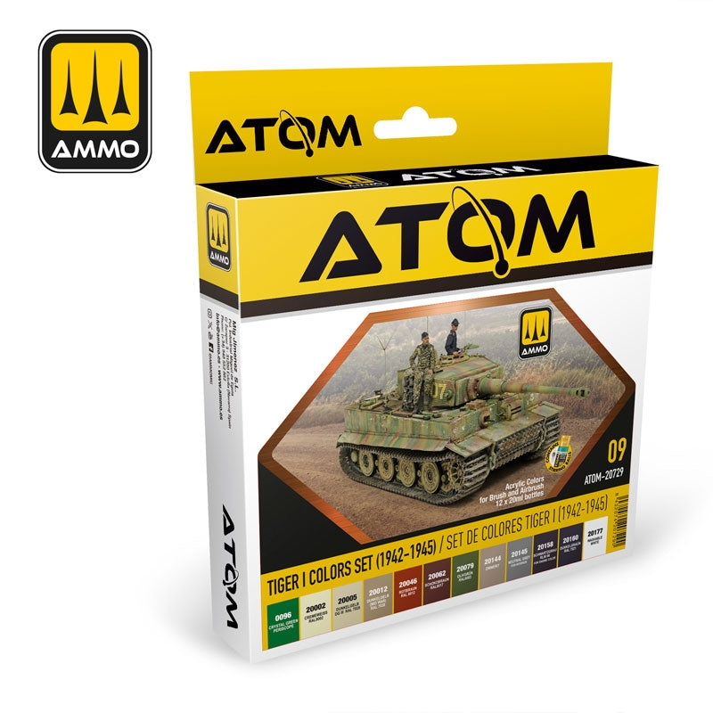AMMO par Mig Jimenez 20729 Peinture acrylique ATOM : Coffret de couleurs Tiger I (1942-1945) 12 x 20 ml