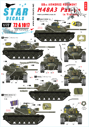 Star Decals 72-A1017 M67 Zippo. 1st Tank Battalion, M67A2 Flame tank 1/72