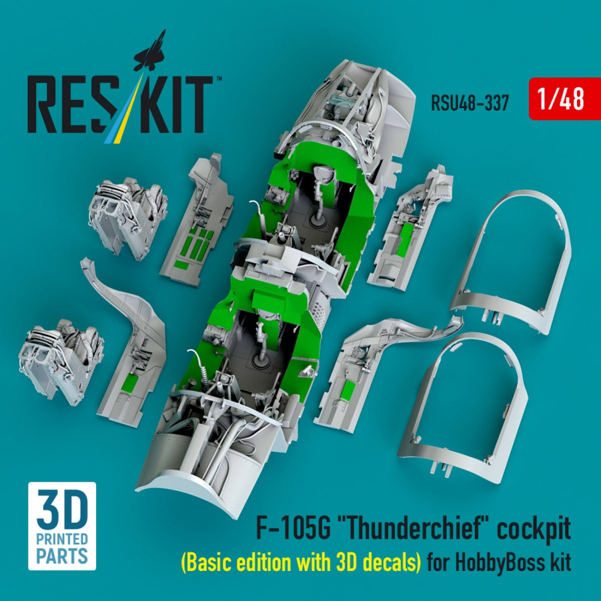 RESKIT RSU48-0337 F-105G &amp;quot;Thunderchief&amp;quot; cockpit (Basic edition with 3D decals) for HobbyBoss kit (3D Printed) 1/48 – Bild 4