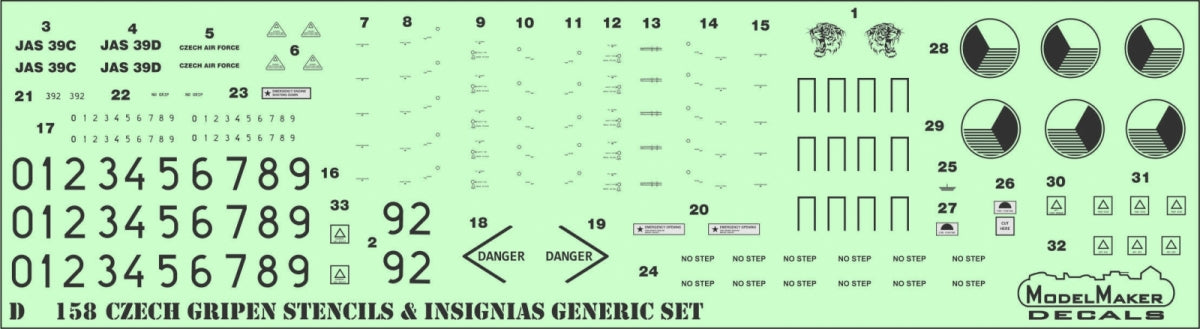 ModelMaker Decals D48158 Czech Gripen Stencils &amp;amp; Insignias generic set 1/48 – image 2