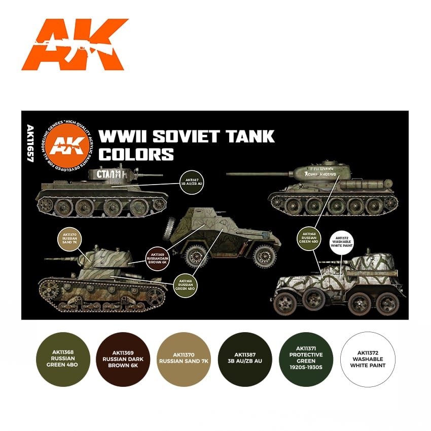 AK Interactive AK11657 3G WWII SOVIET TANK COLORS 6x17 ml – zdjęcie 2