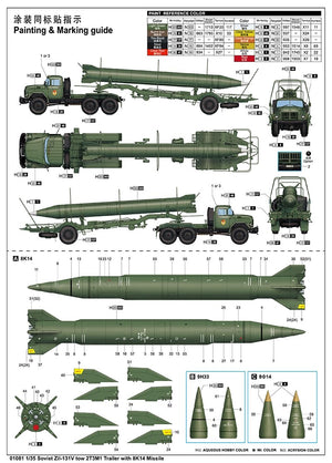 Trumpeter 01081 Soviet Zil-131V tow 2T3M1 Trailer with 8K14 Missil 1/35 – Bild 3