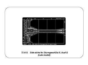 Aber 72A12 Osłony boczne do Sturmgeschutz III (późne) / Side skirts for Sturmgeschutz III (Late model) 1/72 – immagine 3